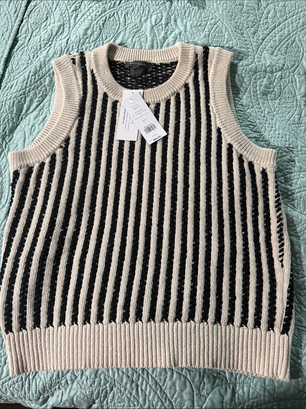 French Connection Cream and Black Knit Sweater